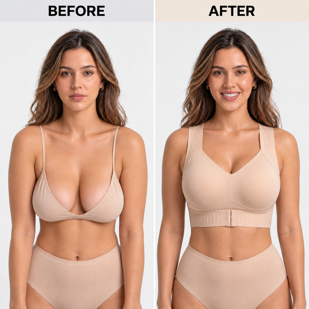 Natural lift. A flattering V-neck.